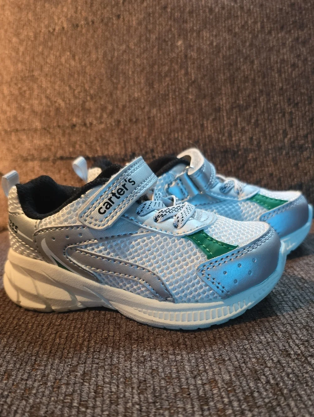 Carter's Light Blue and Green Kids Sneakers with Hook-and-Loop Strap